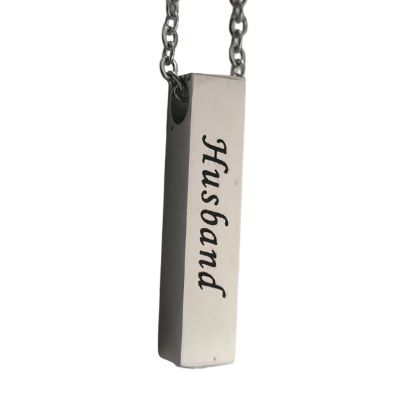 Husband Memorial Pendant &amp; Chain - Stainless Steel Cremation Jewellery