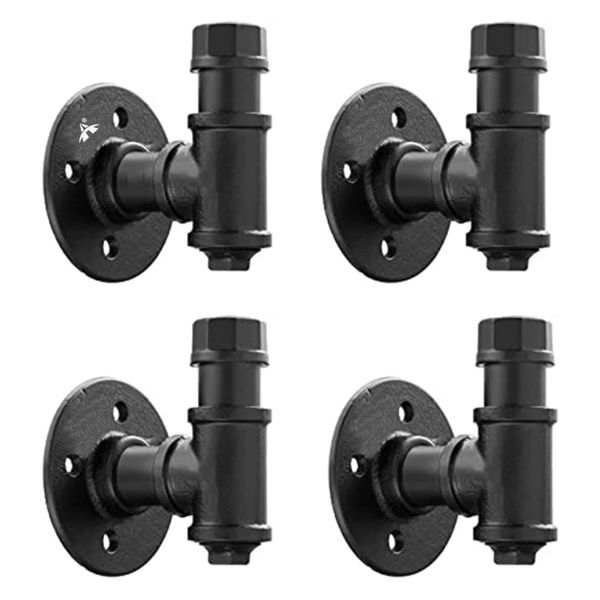 ALANES Hanging Wall Hooks Rustic Industrial Iron Pipe Coat Hook - Pack of 4