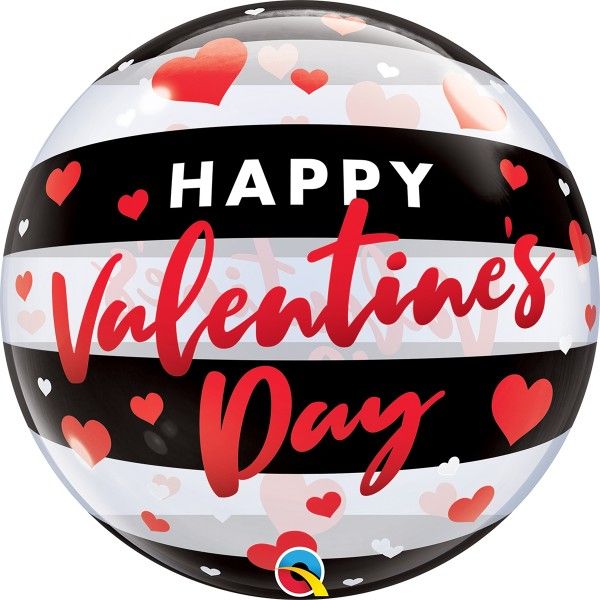 22 Inch Single Bubble Valentines Day Black Stripes