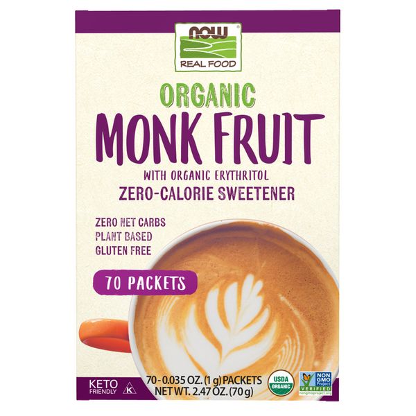 NOW Real Foods Monk Fruit with Erythritol, Organic - 70 Packets
