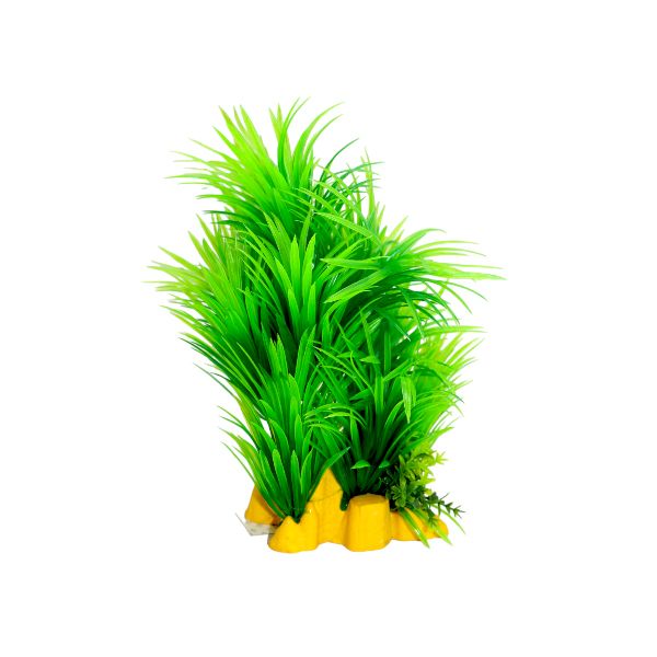 20cm Green Leaf Aquarium Plant With Yellow Base