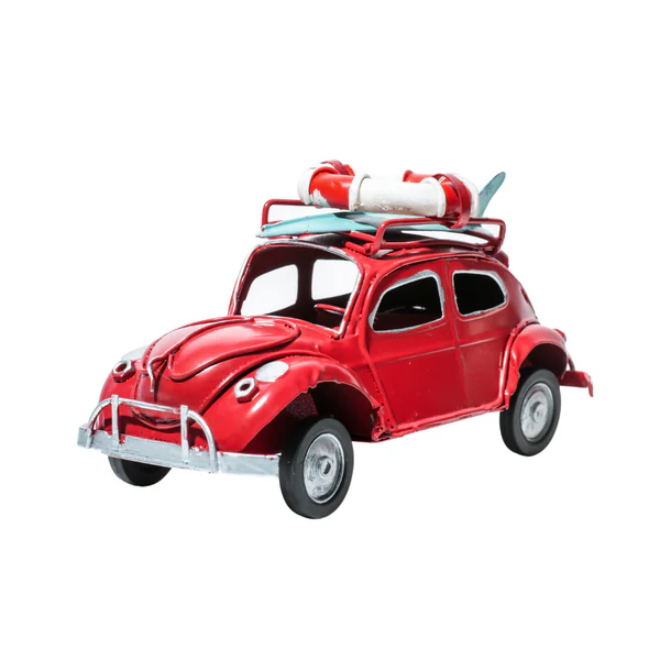 Metal Decorative Beetle Tabletop D-Shaped Ornament Car - Red