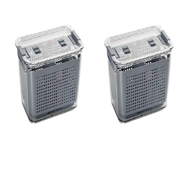 2 Sets of Food Storage Basket Containers - Grey