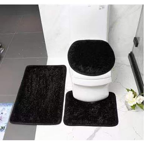 3 Piece Non Slip Plush Fluffy Toilet Seat Cover Bathroom Mats Set In South Africa Takealot Com - Bathroom Rug Set With Toilet Seat Cover