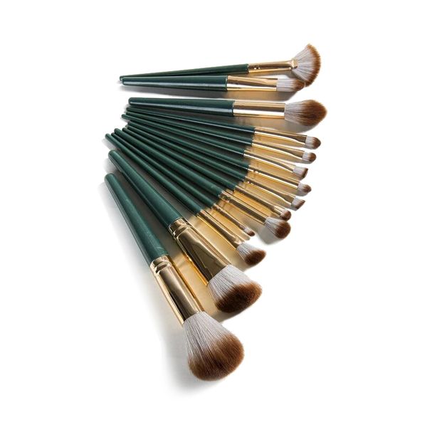 14 Piece Makeup Brush Set - Green