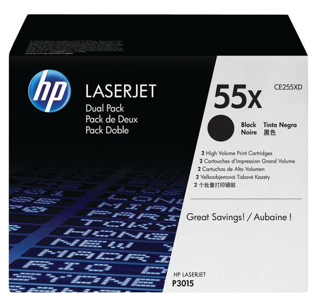 HP 55X High Yield Black LaserJet Toner Cartridges - Dual Pack