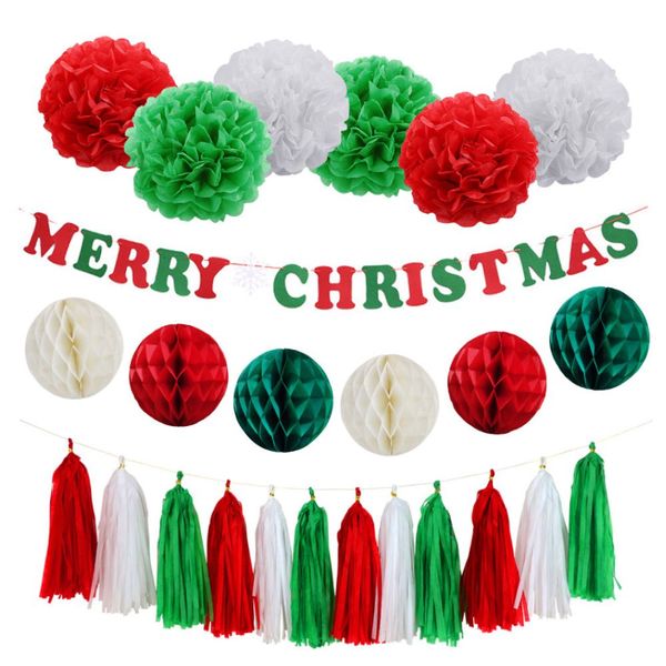 Home Decor Merry Christmas Hanging Honeycomb &amp; Jolly Buntings Jumbo Set