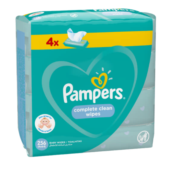 Pampers Complete Clean Baby Wipes (4 packs x 64 wipes)