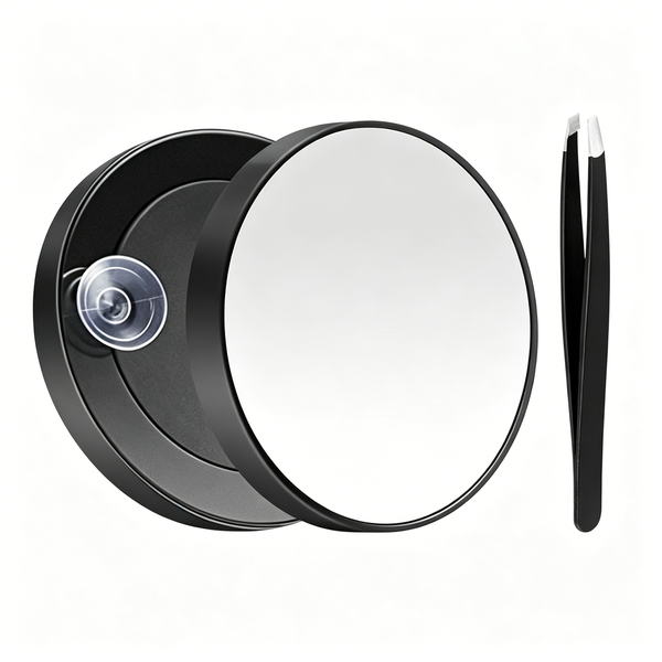 30x Magnifying Mirror - Includes Dual Suction Cups and Tweezers