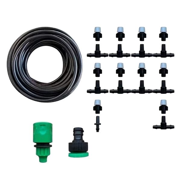 Garden DIY Water Misting Irrigation Cooling System With Sprinklers - 10m