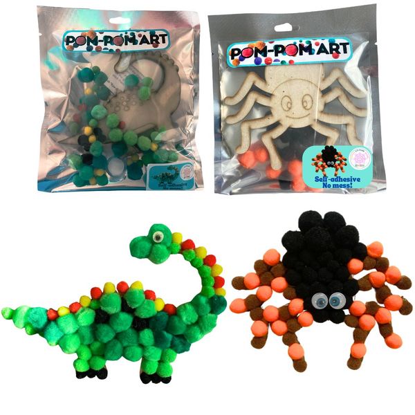 Craft Kit - Pom Pom Art - Dinosaur and Spider (Medium)