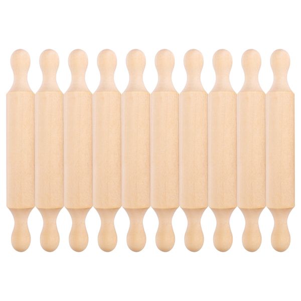 Wooden 6 Inches Long Kitchen Baking Rolling Pin for Children Fondant -10 Piece