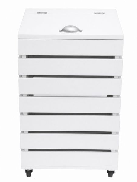 Labin White Rustic wood Laundry Storage Basket/Toy Crate, Small Wheels