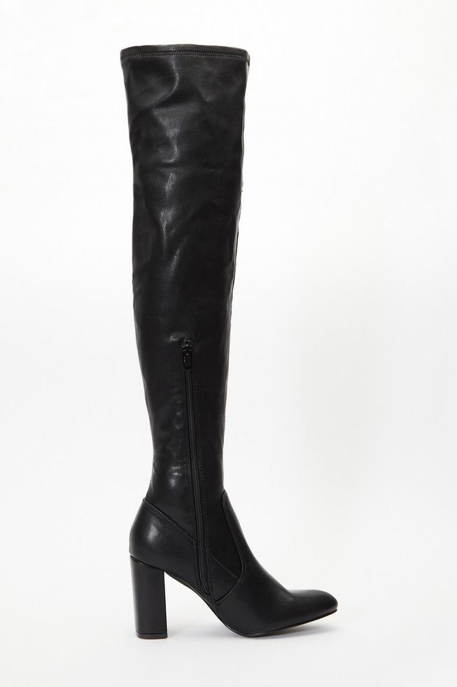 Quiz Ladies - Black Over The Knee Block Heel Boots | Shop Today. Get it ...