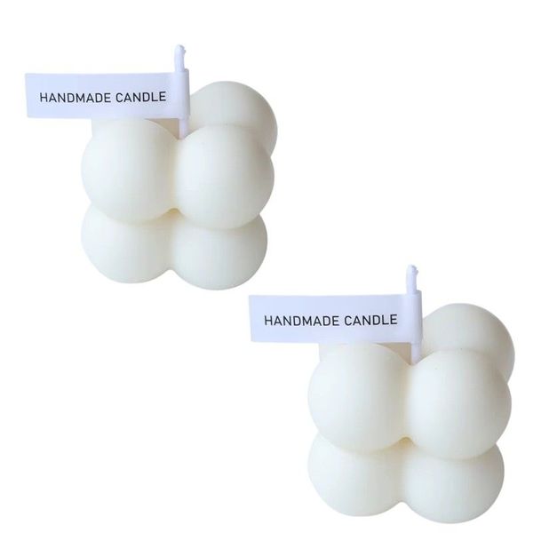 2 Piece Handmade Bubble Scented Candle Set - White