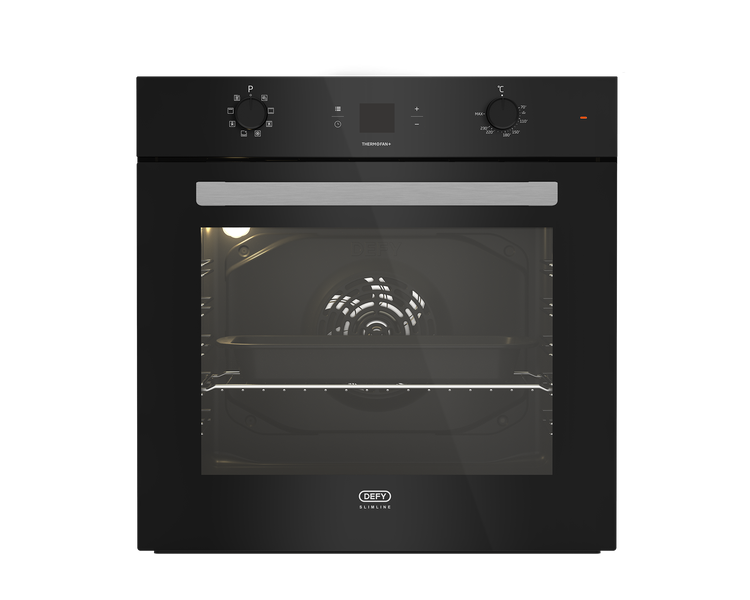 Defy 60cm Slimline Thermofan+ Eye-Level Oven DBO489E - Black Glass