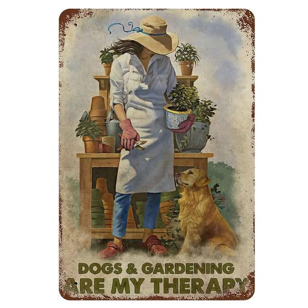 Decor Vintage Style Retro Gardening is My Therapy Sign (30cm)