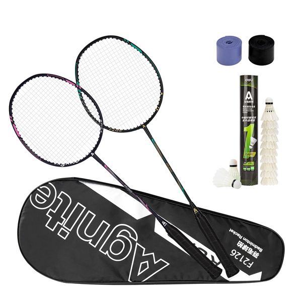 Deli Badminton Set 2 Pieces Racket Value Pack Aluminum + PU Leather