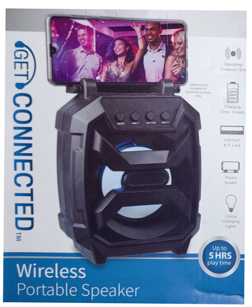 Speaker - Wireless - Portable with Phone Holder - Colour Changing Lights
