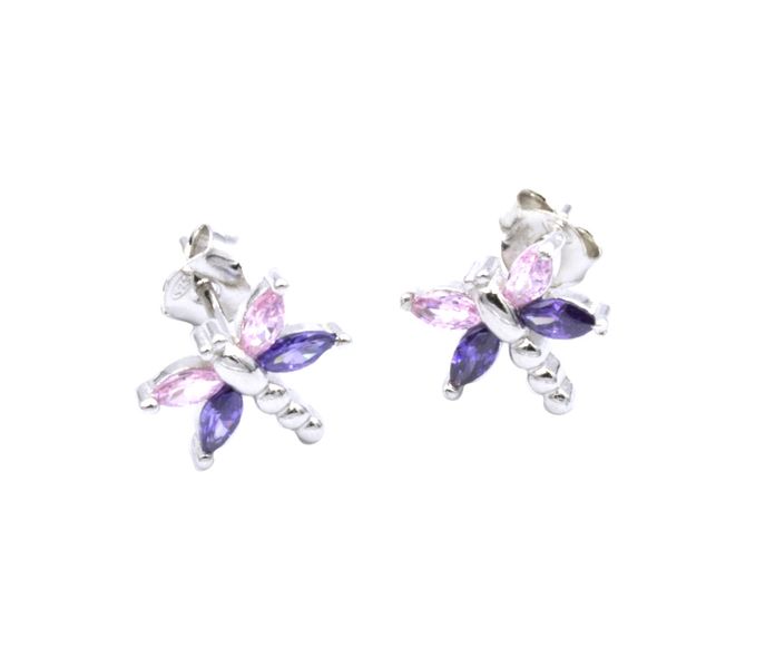 Pink and Purple Dragonfly Stud Earrings