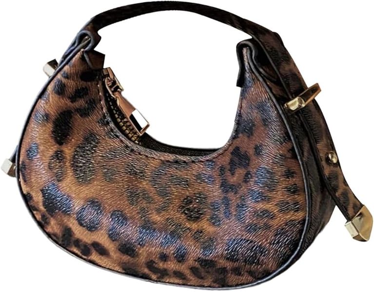 Women's Leopard Print Handbag Cheetah Top Handle Clutch Purses Mini Zip