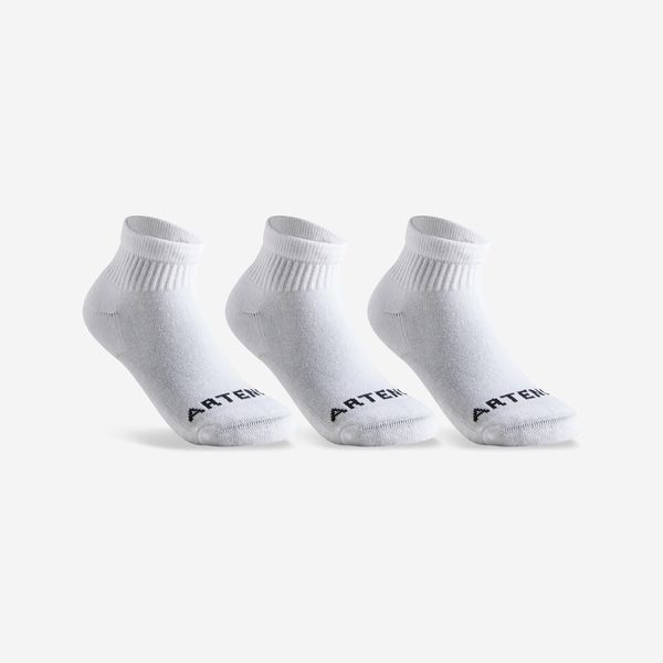 Artengo Kids' Mid Sports Socks Rs 100 Tri-Pack - White