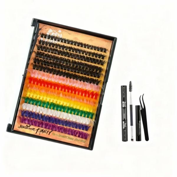280pcs Volumizing DIY Eyelash Extension Colored Eyelash Cluster Set