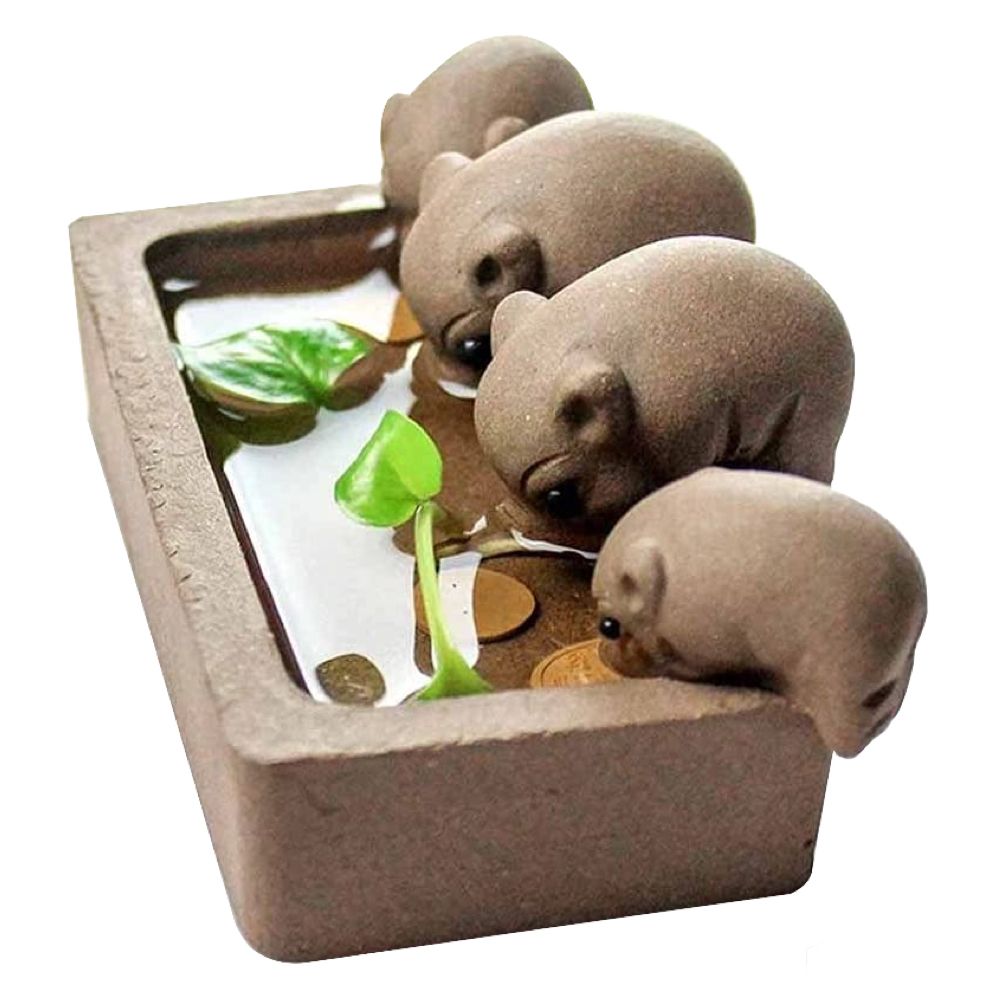 Home Garden Decor Feeder Mini Pig Waterhole Sculpture (11cm)