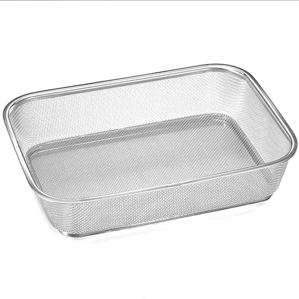 Stainless Steel Colander Strainer Rectangle Basket Vegetable Fruit Food