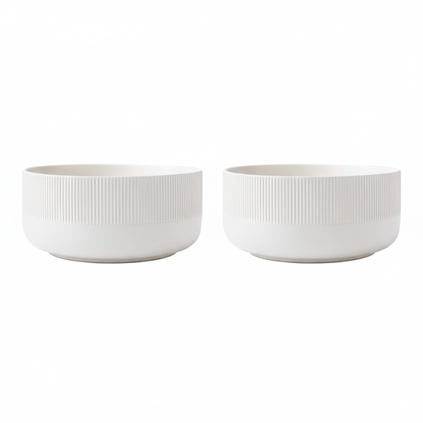 2 Pack Large Porcelain Bowl Set 8.5-Inch - White