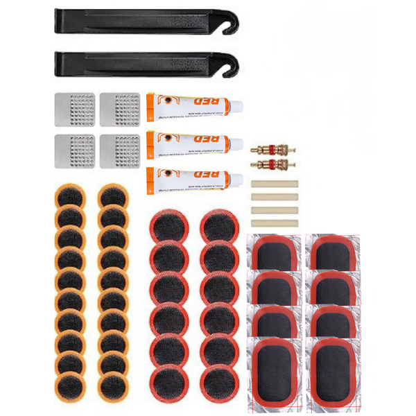 55-Piece Bicycle Tire Repair Kit with Levers, Patches &amp; Repair Tools