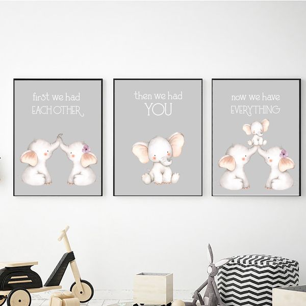Ellies Now We Have You in Grey - 40cm x 50cm Canvas -Set Of 3