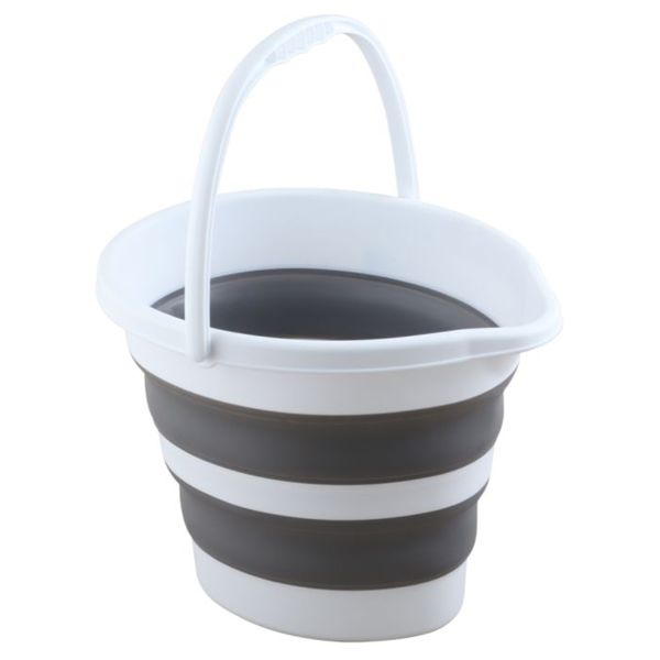 Pique Grey &amp; White Foldaway Bucket 5L