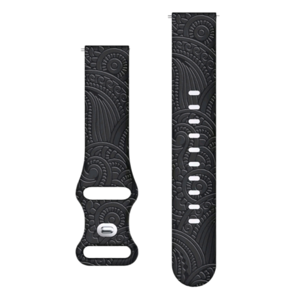 20mm Bohemian Silicone Replaceable Sports Watch Band/Strap- Black