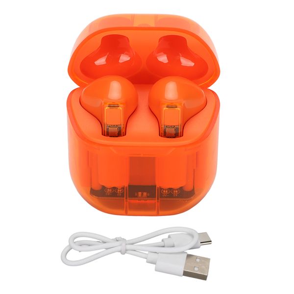 Wireless Bluetooth Earbuds Translucent Body Design 2 Way TransmissionOrange