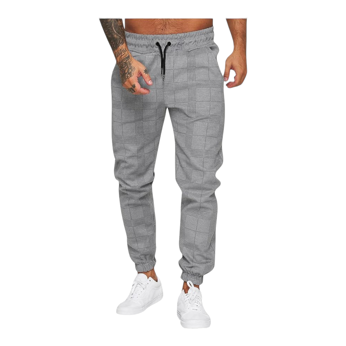 Checkered Joggers For Men Tapered Cargo Pants Gym Sweatpants - APEY ...