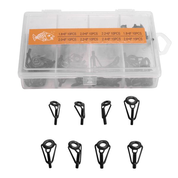80Pcs Fishing Rod Tip Kit Stainless Steel Ceramic Tips For Fishing