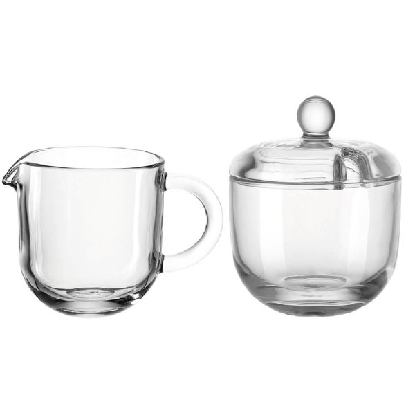 Leonardo Milk Jug and Sugar Bowl Set in Clear Glass: DELIGHT - 220ml each