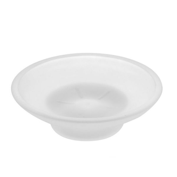 Elegant Glass Soap Dish Round Replacement - Frosted