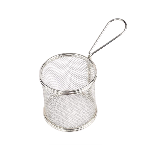 Stainless Steel Round Mini Deep Fry Serving Basket - 9cm x 9cm