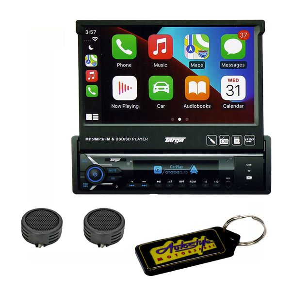 Targa Manual In-Dash Android Bluetooth Media Player &amp;Evo Tweeters &amp; Keyring