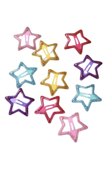 Five-Pointed Star Hair Clips for Kids - 10 Pack