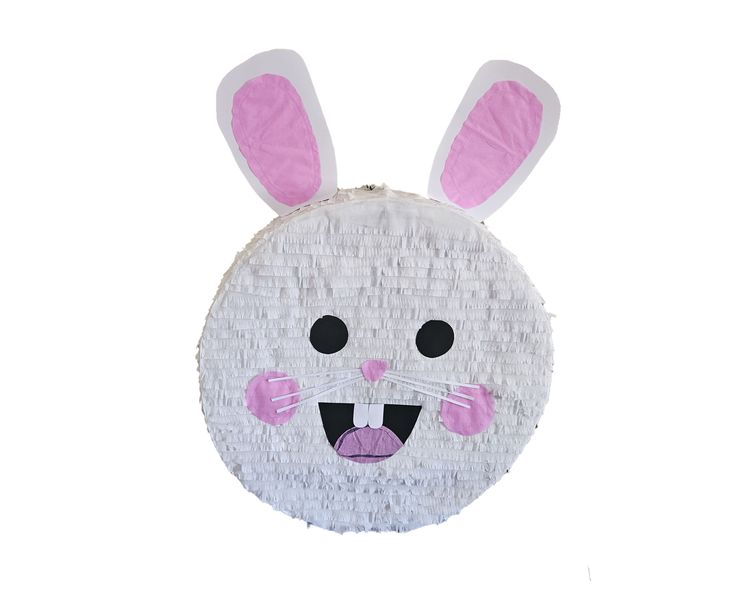 Smiling White Easter Bunny Face Pinata