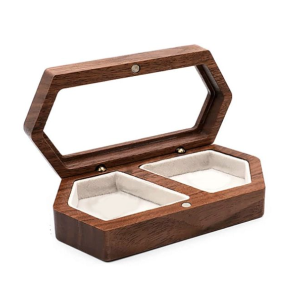 Ring Box Wood - Hexagon