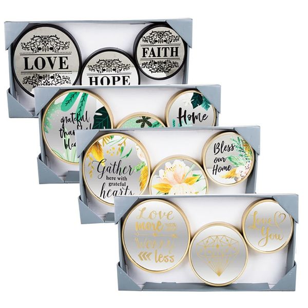 Bulk Pack x 4 Mirror Wall Plastic 3piece Set with Words