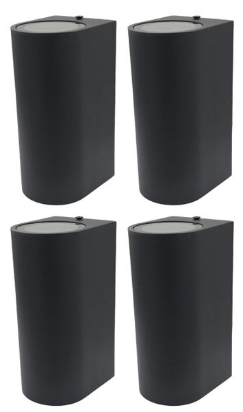 Teempeest Aluminium Modern Curved Up Down GU10 Wall Light IP65 - 4 Pack