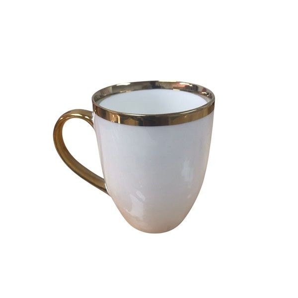 Golden Rim Ceramic Tea Mugs - 10cm - 10 - Piece Set