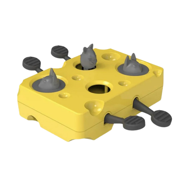Interactive Cheese Box Cat Puzzle Toy Treat Dispenser with Training Pedals