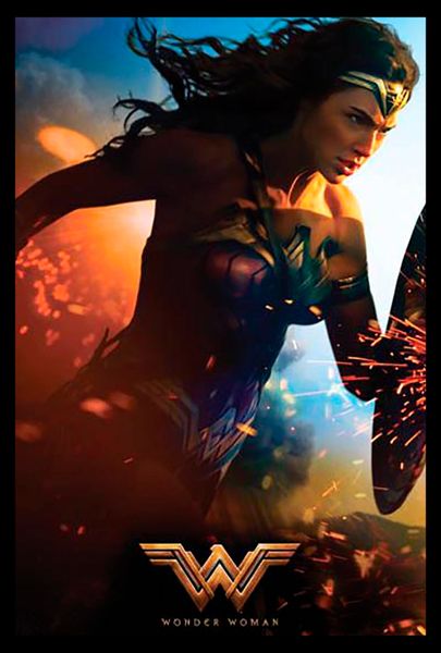 Wonder Woman - Run Poster with Black Frame