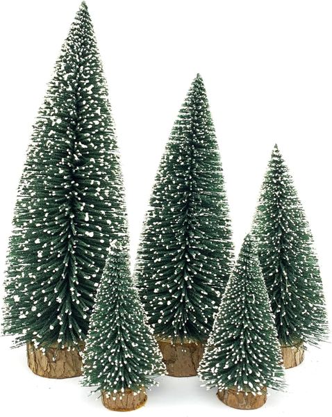 St Charles Snowy Mini Christmas Tree (Bottle Brush) - 5pc